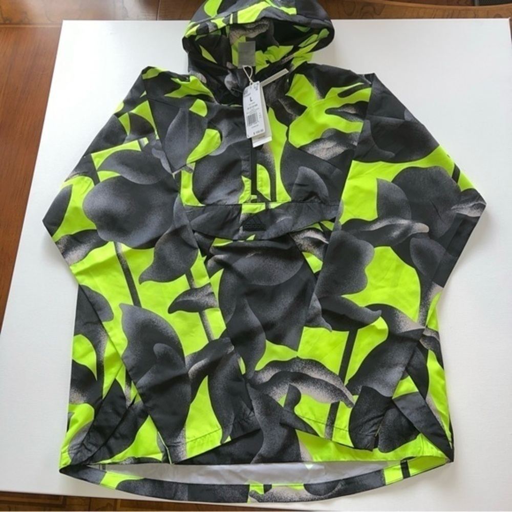 NWT Adidas Men's Large Urban Rain Black Zipup Hooded Jacket 🔥$100 (H)